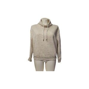 Reflex Cropped Sweatshirt Women Medium Beige High Neck Drawstring Long Sleeve